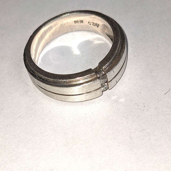 Vintage Men's Sterling Silver Diamond‎ Band Size 10
